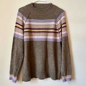 Gray-Brown Sweater w/ Pastel Stripes